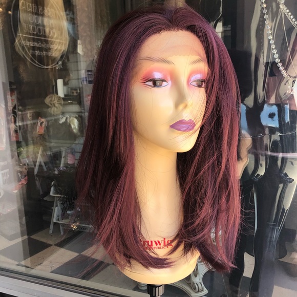 Red wine 99J Wig fullCap thick Burgundy cap 2020 main image 8
